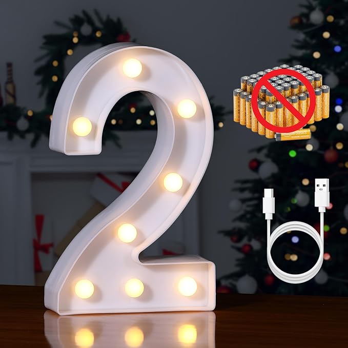 Foaky Rechargeable LED Letter Lights Sign Marquee Light Up Letters Sign for Night Light Wedding/Birthday Party Christmas Lamp Home Bar Decoration (2)