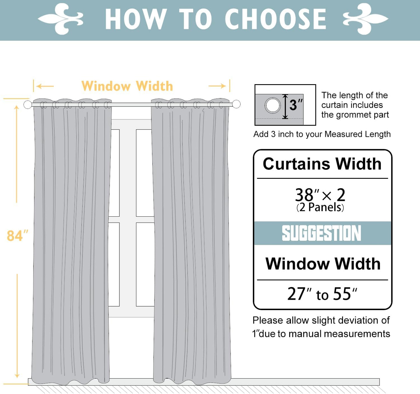 ChrisDowa 100% Blackout Curtains 84 inch Long for Bedroom with Black Liner, 2 Thick Layers Total Blackout Thermal Insulated Grommet Window Curtains 2 Panels Set (Stone Blue, 38 x 84 Inch)
