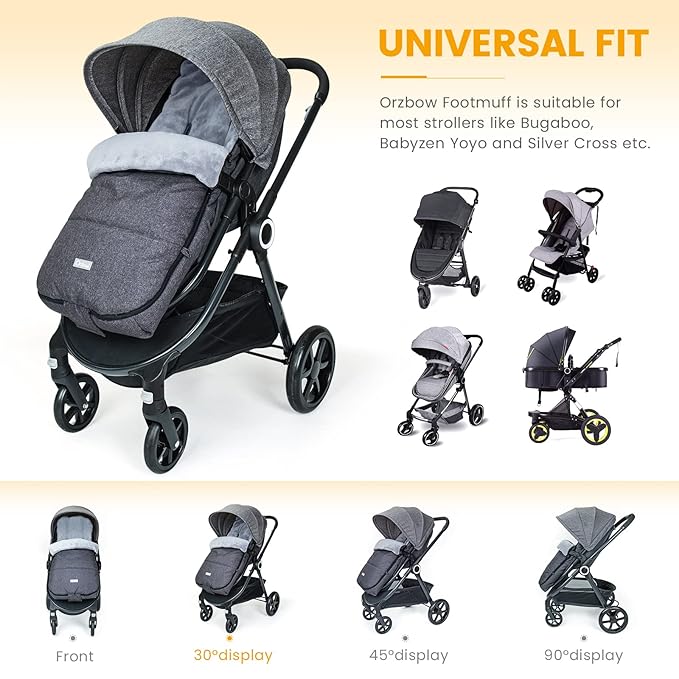 Orzbow Warm Bunting Bag Universal,Christmas Gifts Stroller Sleeping Bag Cold Weather,Waterproof Toddler Footmuff (Dark grey)