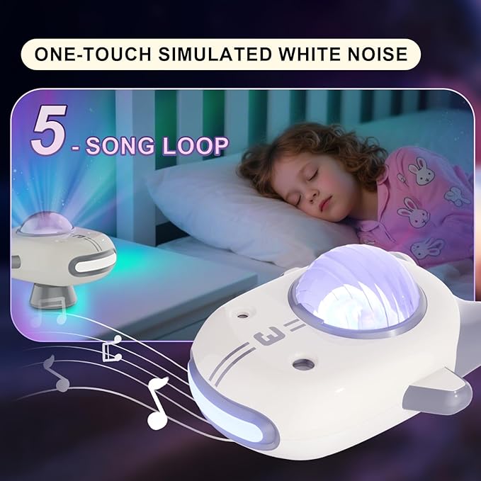 Galaxy Star Projector for Kids, 6 Colors & 5 White Noise Ceiling Night Light with Remote Control, Northern Lights Projector Gifts for Girls Boys Adults,Bedroom Party Decoration (Gray)