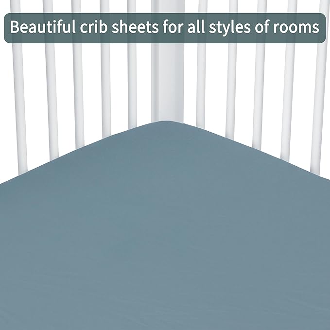 Baby Crib Sheets for Boys Girls, 2 Pack Fitted Crib Sheet for Standard Crib and Toddler Mattress, Soft Microfiber Baby Sheet 52x28x8in. (Clouds & Dark Green)