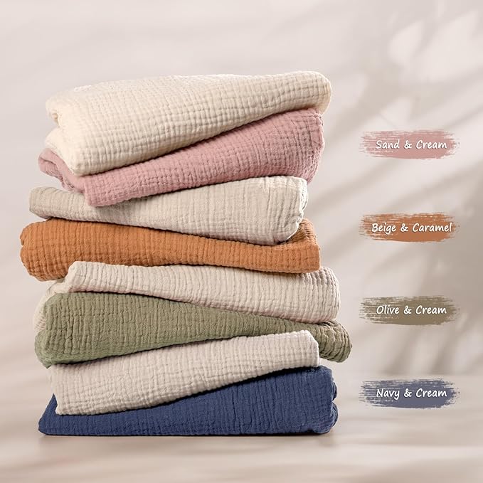 lulumoon Baby Muslin Bassinet Sheets: Cotton Bassinet Sheets Neutral for Boys and Girls - Fitted for Oval Rectangle or Hourglass (Navy & Cream, Standard Bassinet)