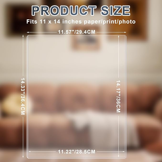 10PCS 11" x 14" Rigid Print Protectors Hard Plastic Sheet Page Protectors Heavy Duty Top Loading Menu Covers Poster Sleeves Clear Plastic Paper Sleeves for Magazine Prints Photo Document