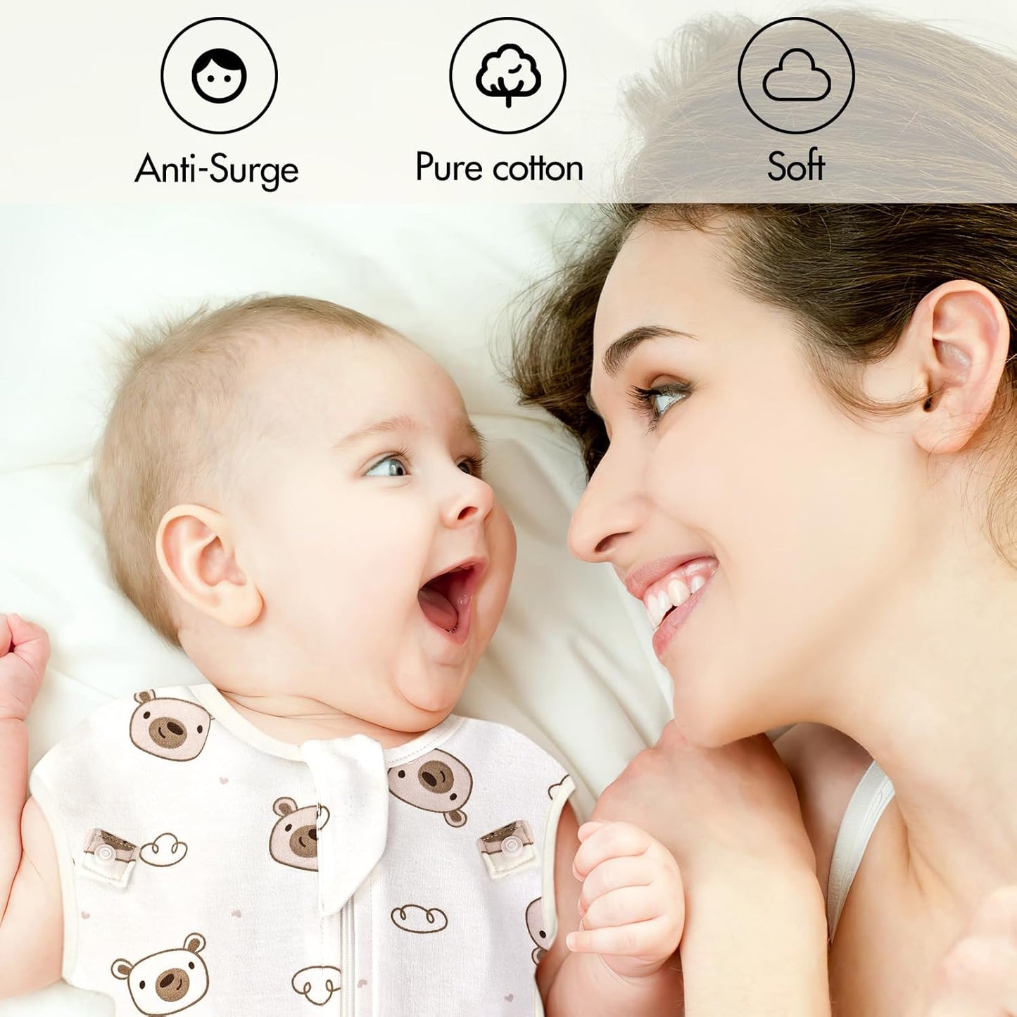 Baby Swaddle 3-6 Month - Arms Up Swaddles, Baby Transitional Swaddle Sleep Sack for Newborn, Cuff Removable Design, Cute Little Bear Breathable Cotton Newborn Transition Sacks