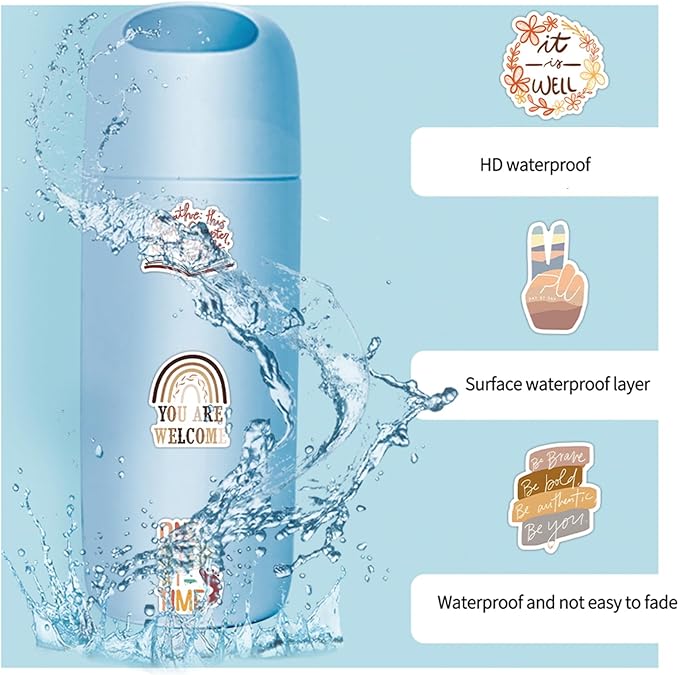 100PCS Boho Inspirational Stickers, Vintage Motivational Aesthetic Stickers for Women Adults Kids Teen Teachers, Retro Vinyl Waterproof Positive Decals for Laptop Water Bottles Phone Scrapbook