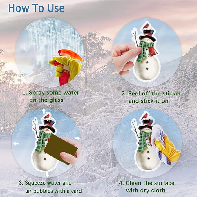 Christmas Window Clings，Snowflake Stickers，Snowman Decals，Stickers for Windows Glass，Winter Window Cling，Christmas Decorations Holiday