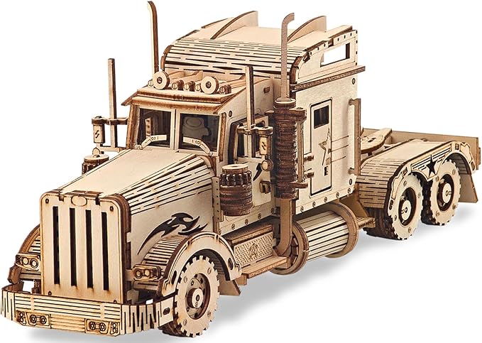 Kaptein 3D Wooden Puzzles for Adults & Teens – DIY Truck Model Kit to Build – Brain Teaser Craft – Birthday Gifts & Desk Decor