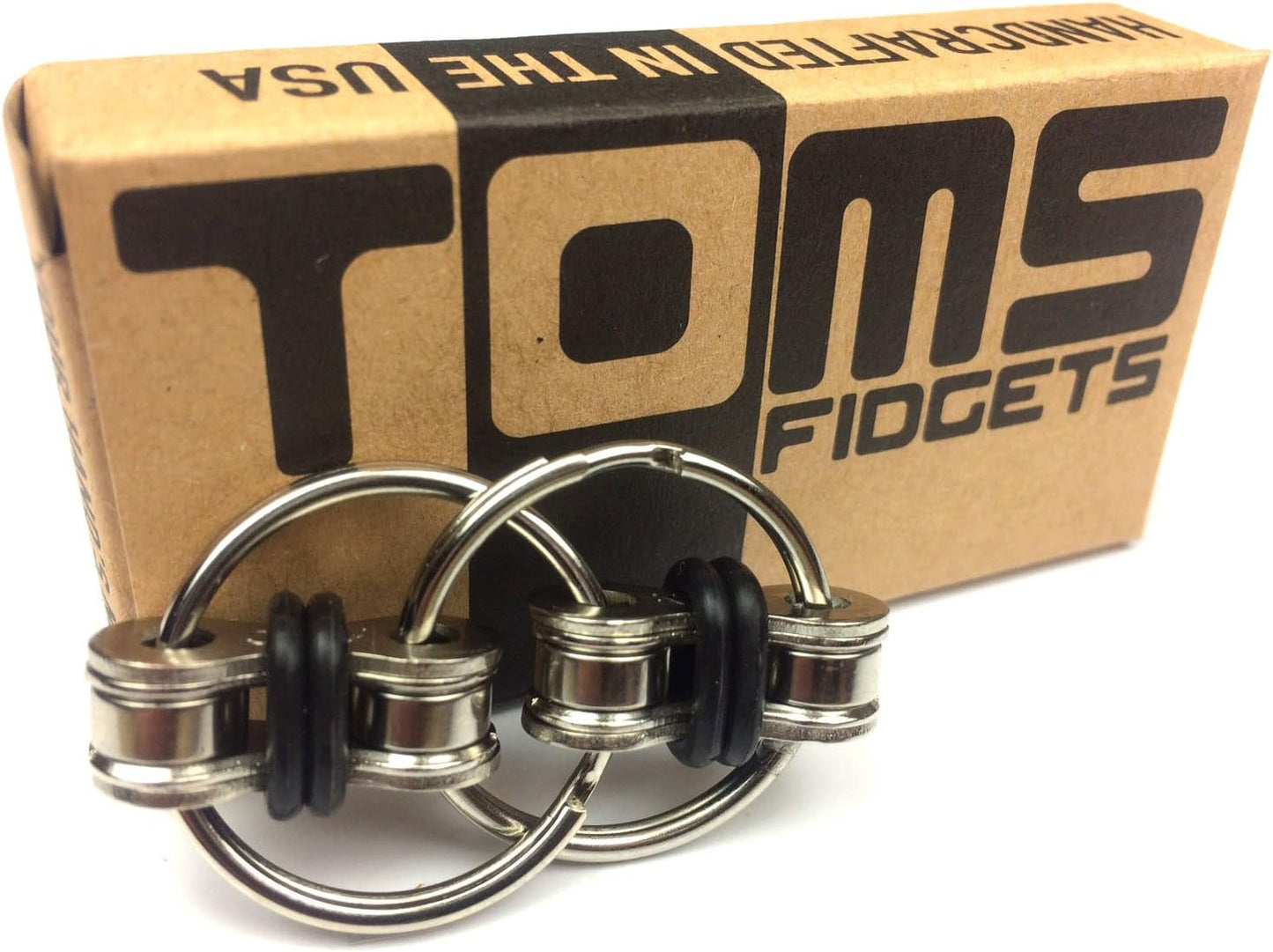 Tom's Fidgets Original Flippy Chain Fidget Toy - Perfect for ADHD, Anxiety, and Autism - Bike Chain Fidget Stress Reducer for Adults and Kids (1, Black)
