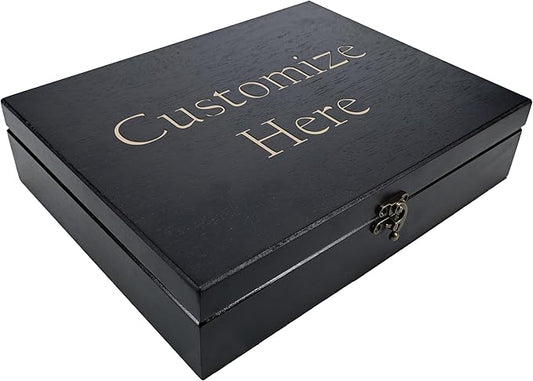 WE Games Custom Engraved Treasure Box with Lid & Brass Latch - Black Stained