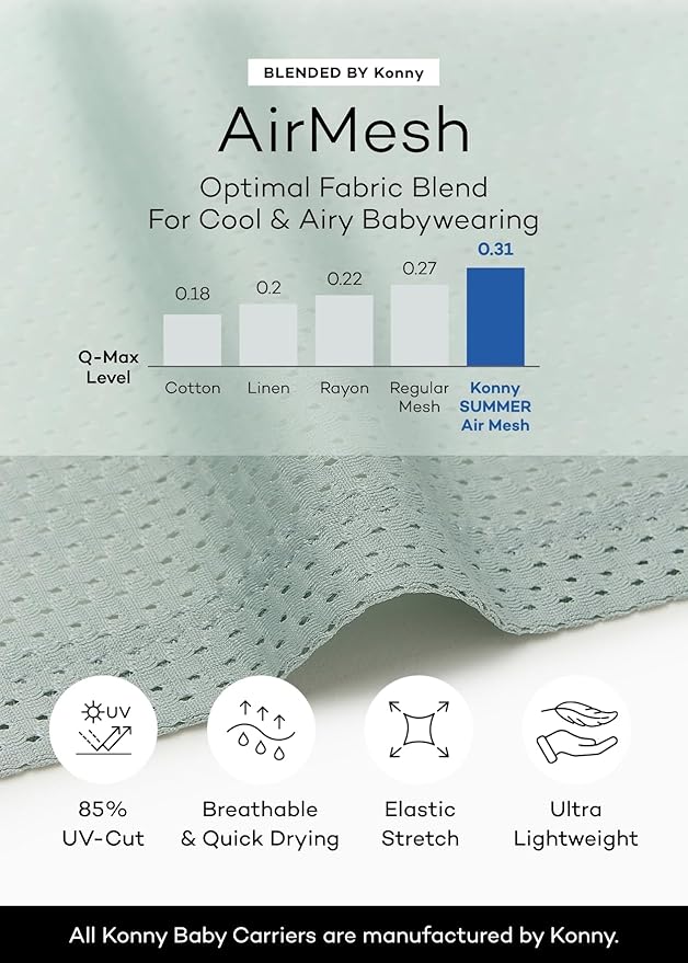 Konny Baby Carrier Flex AirMesh with Head Support- Adjustable, Easy to Wear Baby Wrap Sling, Perfect for Newborn Babies Essentials up to 44 lbs (XS-XL) - Cream