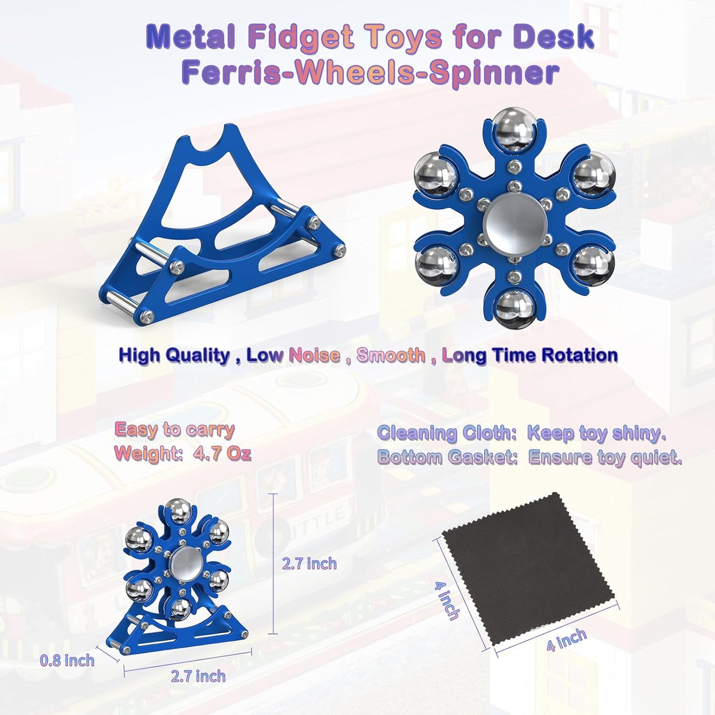 Desk-Fidget-Toys Ferris-Wheels-Spinner: Metal Kinetic-Fidget-Spinner 4mins, EDC-Toy Cool-Gadgets for School Office Christmas, ADHD Tools Gift Cool-Stuff Stress Relief Gift for Kid Children Teen Adult