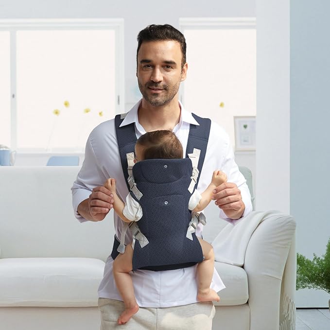 IULONEE Baby Carrier Newborn to Toddler, Ergonomic Baby Carrier Adjustable Toddler Carrier for Newborn Baby Carrier Sling Infant Portable Front & Back Backpack Carry Within 33lbs Navy Blue