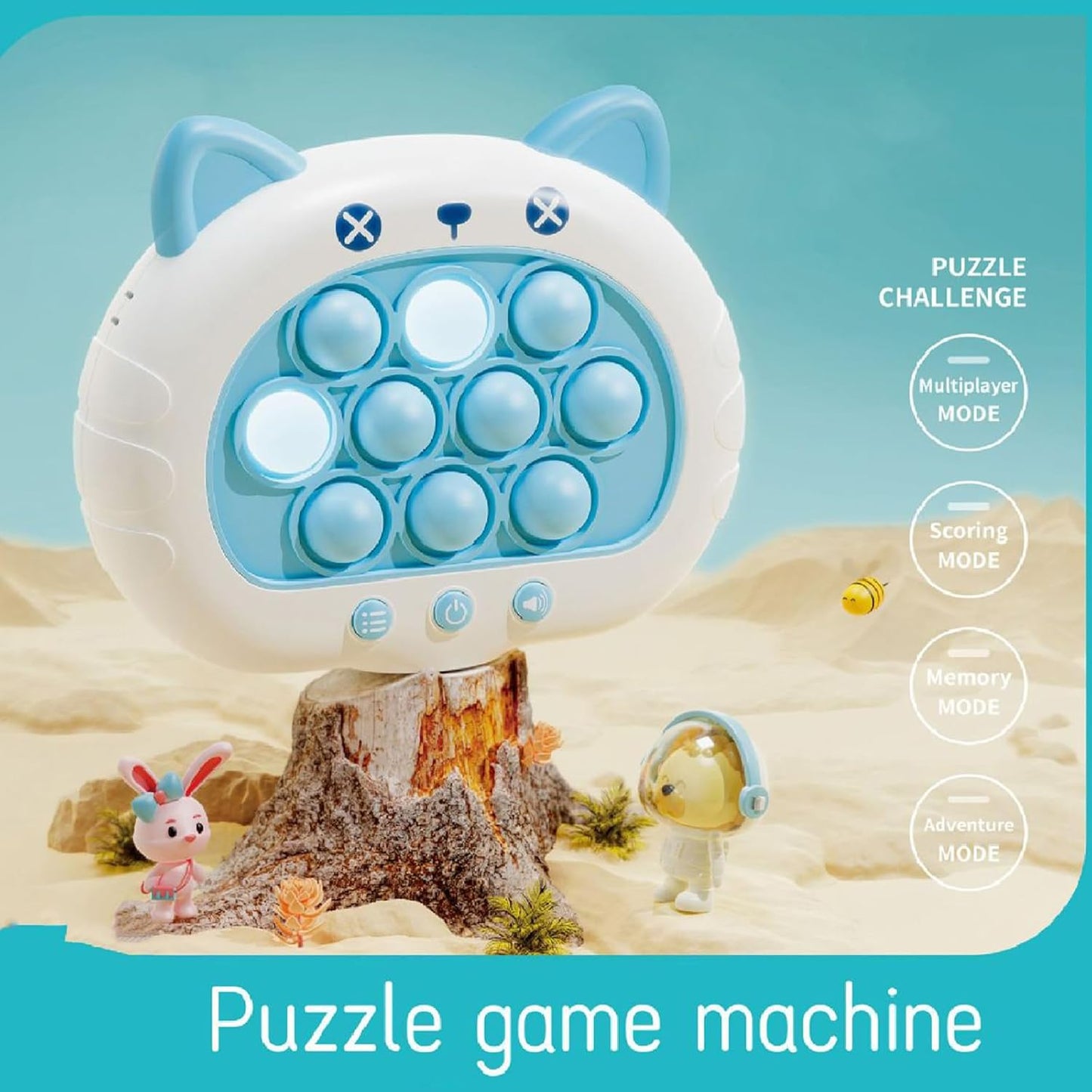 Creative Stress Relief Toys, Decompression Breakthrough Puzzle Pop Button Gopher Game Machine, Novelty Fidget Toys Party Favor Gifts for Kids Adults, Toy for 3+ Year Old (Blue Cat)