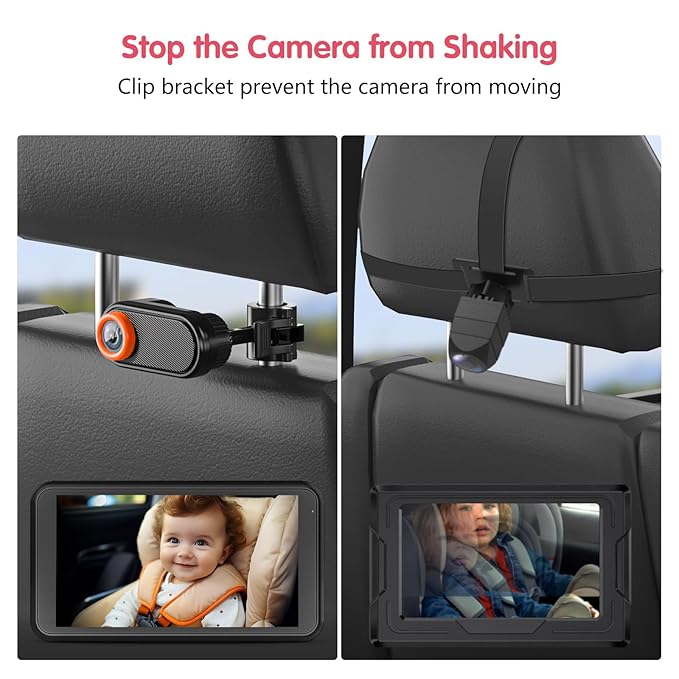 BM2 Car Camera for Baby, 5.2" 1080P Screen with 3X Zoom, Clear Rear-Facing View, 360° Rotating Lens, Easy Installation – Safety for Infants and Pets