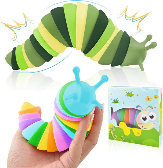 Cevioce Sensory Slug Fidget Toys,Fidget Slug Toys for Adults & Kids Party Favors,2 PCS Cute Autism Sensory Toys for Autistic Children,Toddler Toys Age 3+,Travel Toys for 3+ Year Old（J）
