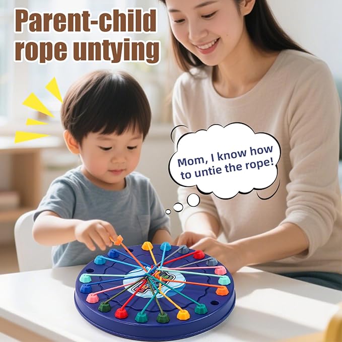 Rope Untangling Tabletop Board Game - Multiple Difficulty Levels ，Brain - Teasing Fun for Kids & Adults，Ideal for Birthday Parties, Parent - Child Bonding & Family Gatherings，6.7 Inches