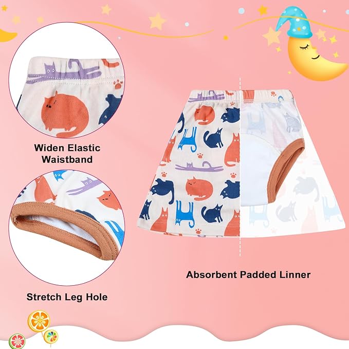 MooMoo Baby Girls Potty Training Underwear 2 Packs Cotton Diaper Skirt for Potty Training Absorbent