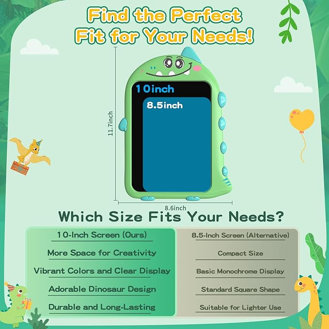 10 Inch LCD Writing Tablet for Kids, Brithday Gifts for Kids, Electronic Drawing Pad Toys, Dinosaur Drawing Pad for Toddlers Ages 2 3 4 5 6 7 Travel Learning Board (Green)
