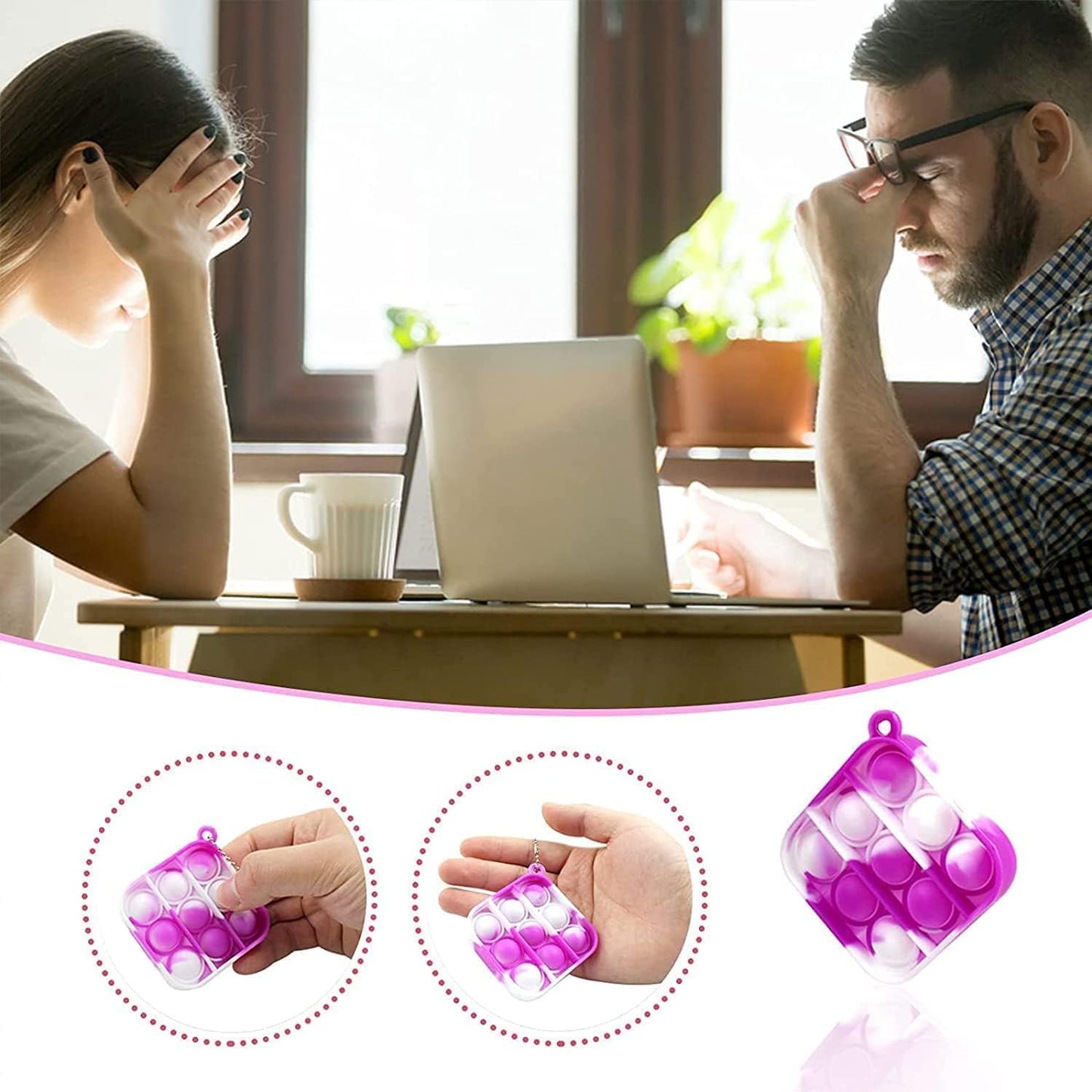 50 pcs Random Color Mini Squeeze Pop Bubble Fidget Sensory Toys, Mini Keychain Wrap Small Relieve Anxiety Stress Toy, Pop Bulk Silicone Classroom Prize for Kids Adult Party Gift