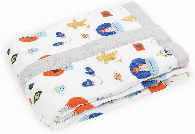 Little Unicorn Newborn Receiving Quilt | Ultra- Soft, Multi-Layered Muslin Fabric | Gift for Newborns & on-The-go (Christmas Time)
