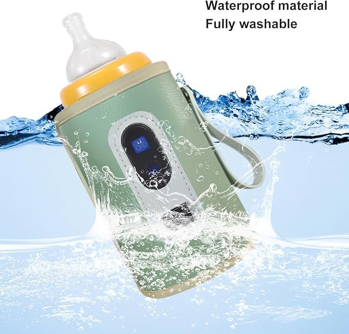 Pssopp Portable Milk Bottle Warmer Bottle Breast Milk Warmer 5 Speeds Milk Heat Keeper Fast Baby Food Heater for Outdoor Car Travel (Green)