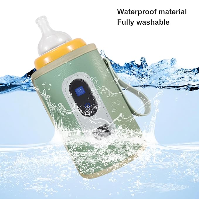 Baby Milk Bottle Warmer with USB Digital Display - Portable 5 Speed Milk Heat Keeper for Breastmilk and Water (Green)