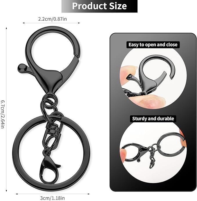 10 Pack a Set Metal Lobster Claw Clasps and Key Rings, Key Chain Accessories, Keychain Making kit for Keys, Art Crafts, Jewelry Making, Gunmetal