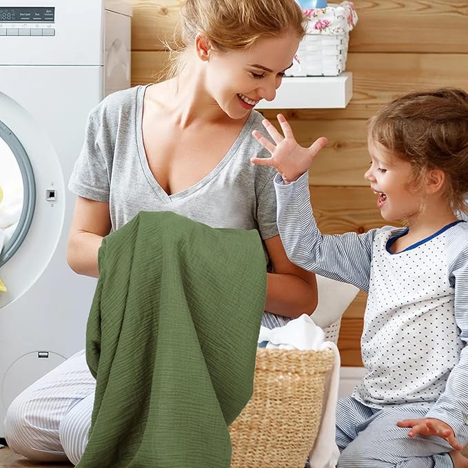 Muslin Mini Crib Sheets for Girls & Boys-2 Pack 24"x 38" Soft Baby Mattress Sheets Fitted-No Slip Neutral Toddler Cotton Bedding-Boho Nursery Décor Olive Green & Beige