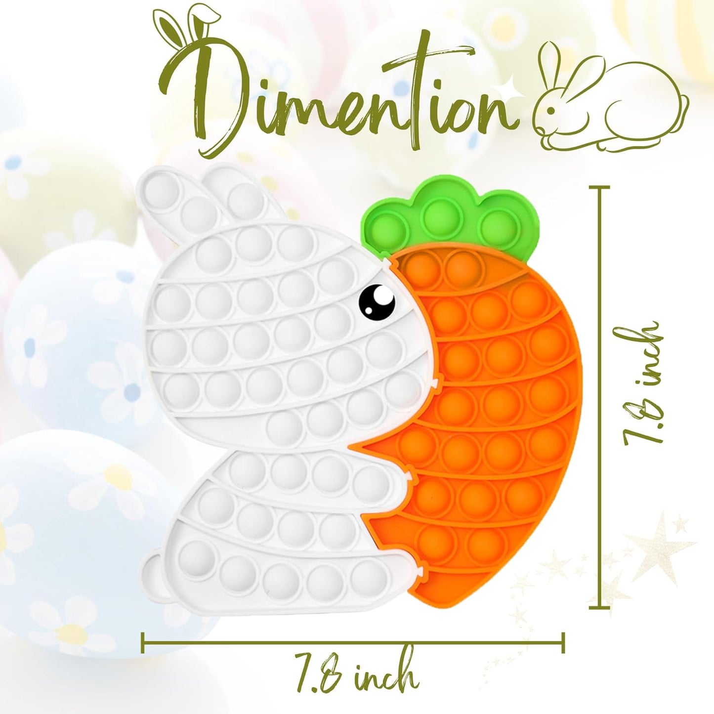 Bunny Carrot Pop Bubble Fidget Sensory Toys,Puzzle Popper Toy Pack,Great Gifts for Kids Boys and Girls 3 4 5 6 7 8 9 Year Old Birthday Party,Christmas,Stocking Easter Basket Stuffers(White)