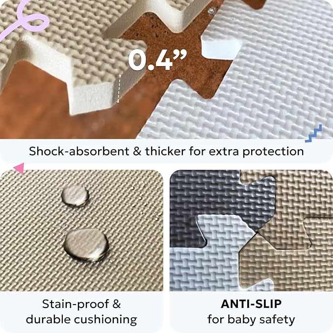 MioTetto Baby Play Mat, Soft Foam Floor Tiles for Kids. Adjustable Interlocking Foam Tiles, Fits with 50x50 Playpen Baby mat for Crawling & Development, Safe & Non-Toxic Playmat for Babies 6-12 Months