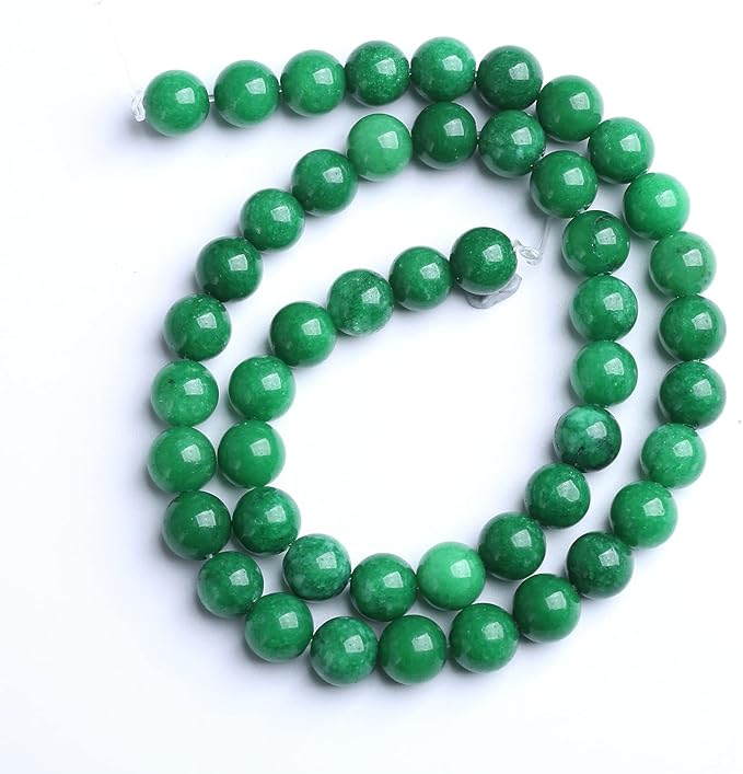 10MM 38PCS Natural Stone Green Cloudy Jade Spacer Loose Beads for Jewelry Making DIY Bracelet Necklace 1 Strand 15’’