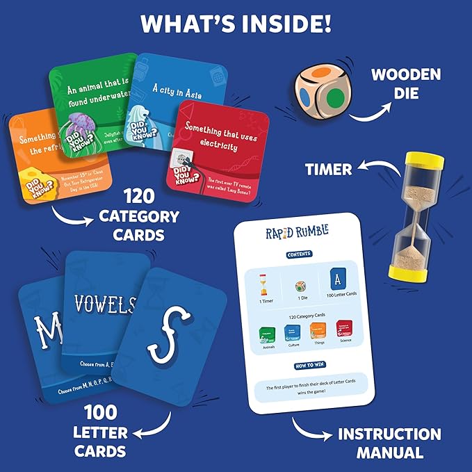 Skillmatics Rapid Rumble - Fast-Paced Board Game for Kids, Teens & Adults, Fun for Family Game Night & Educational Toy, Quick-Thinking Card Game, Gift for Ages 6, 7, 8, 9 & Up