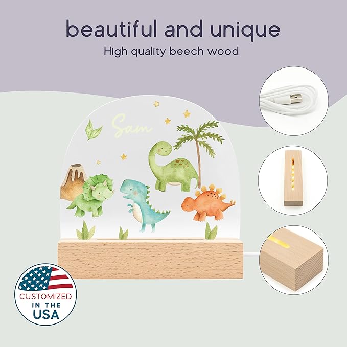 Dino Night Light/Light Up Dinosaur Night Light/Color Changing Dino Lamp/Cute LED Dinosaur Lamp for Boys/Safe, Non-Toxic Design Perfect for Nursery