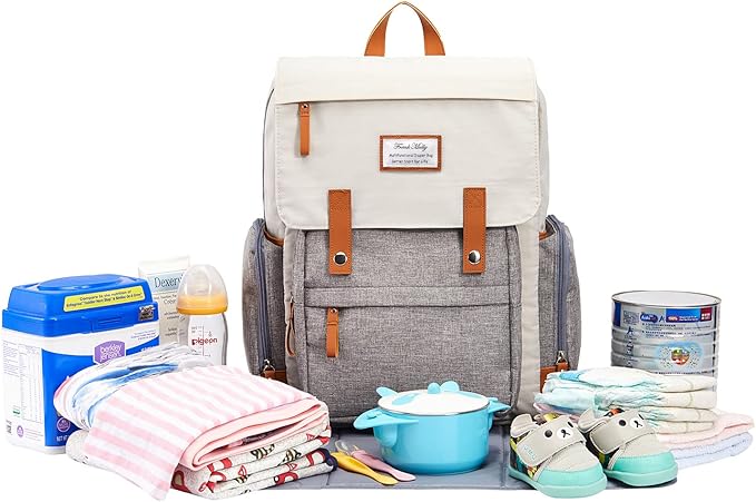 Frank Mully Diaper Bag Backpack Large Multifunction Travel Baby Bag for Mom Dad Cream White