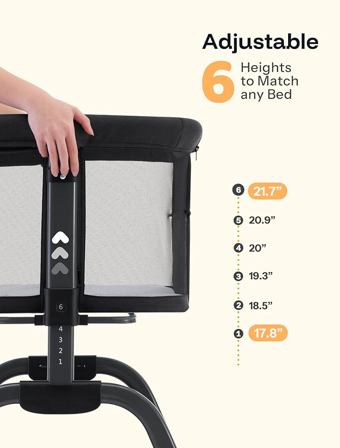 HARPPA Cuddly Bassinet, 2 in 1 Baby Bassinet with Breathable Mesh and Mattress, 6 Height Adjustable, Bedside Sleeper with Anchor Strap, Storage Basket and Wheels