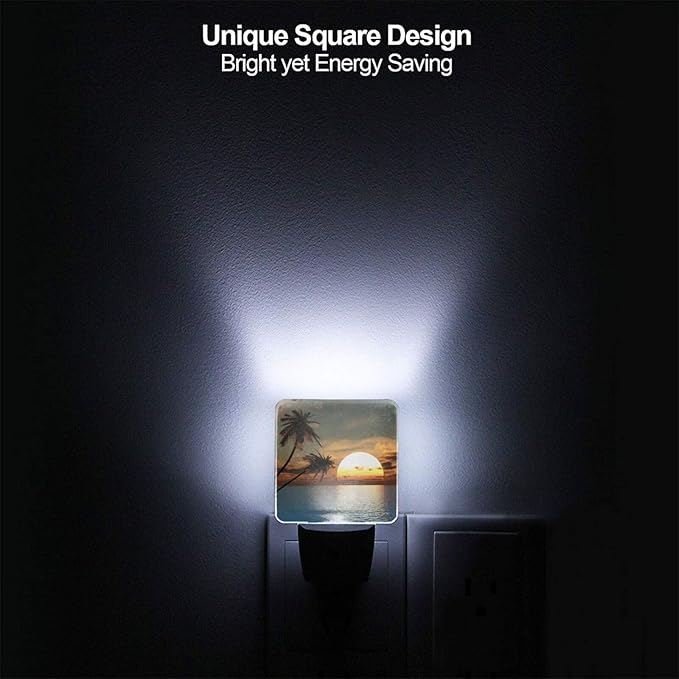 Led Night Light, Sunset Palm Decorative Plug in Nightlights,with Smart Auto Dusk to Dawn Night Light for Bedroom, Kitchen, Nursery, Bathroom