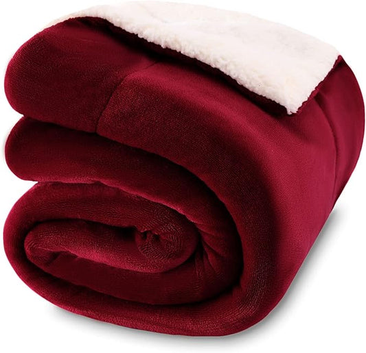 NANPIPER Baby Sherpa Blanket,Warm Toddler Throw Blanket,Soft Newborn Fleece Blanket for Winter (Wine Red,30x40 inches)