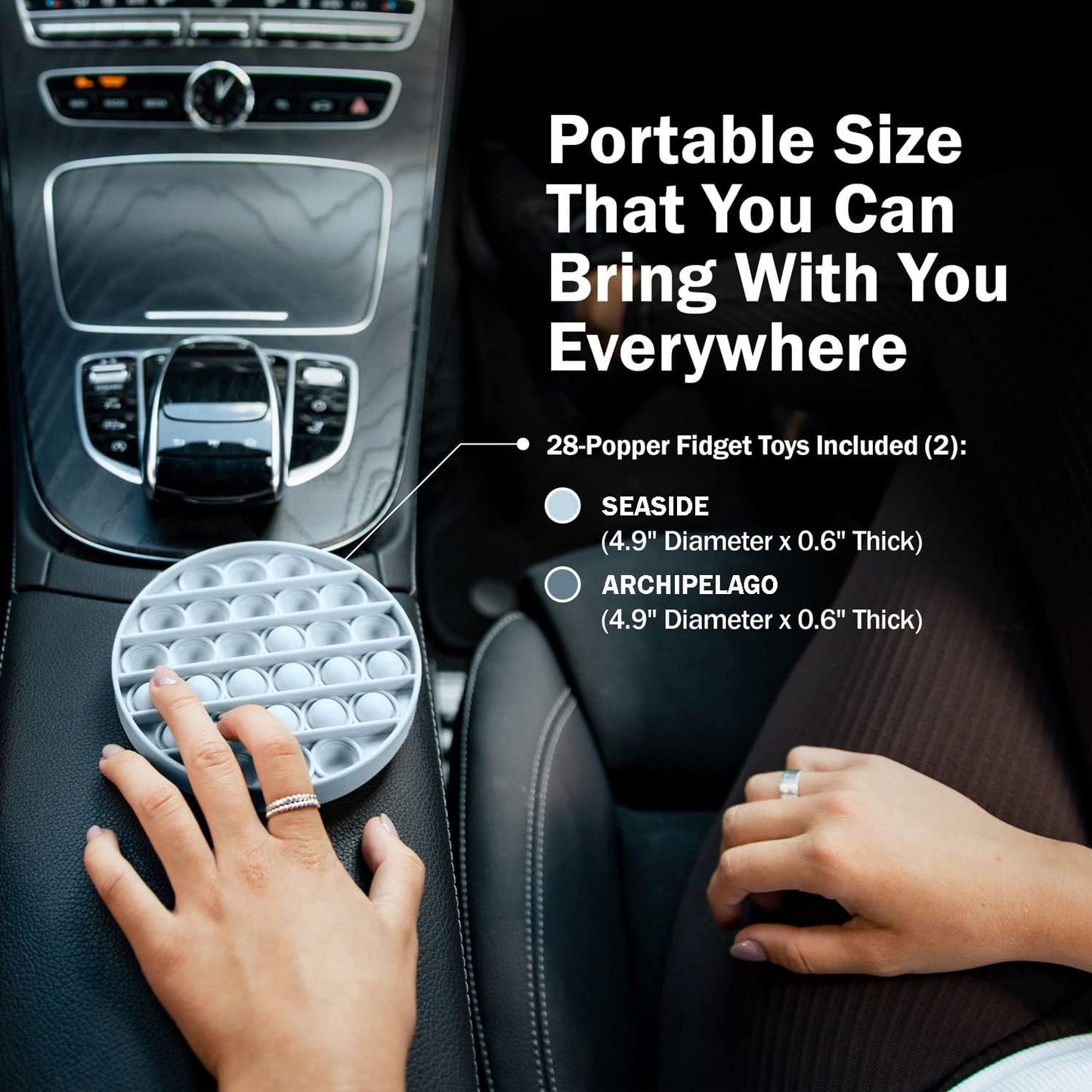 Pop It Fidget Toys 2-Pack, Sensory Toys for Adults & Kids, Stress & Anxiety Relief Toys, Stylish Scandinavian Design, Robust & Firm, Poppet Loud on Both Sides, Blue