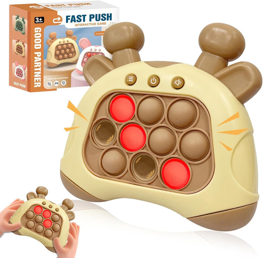 Quick Push Pop Games, Pop Pro Light Up Fidget Toys Game, Stress Relief Decompression Push Puzzle Game Console Toys Bubble Pop Fidget Game Controller Handheld Travel Game Toys for Kids 3-12 Years Old