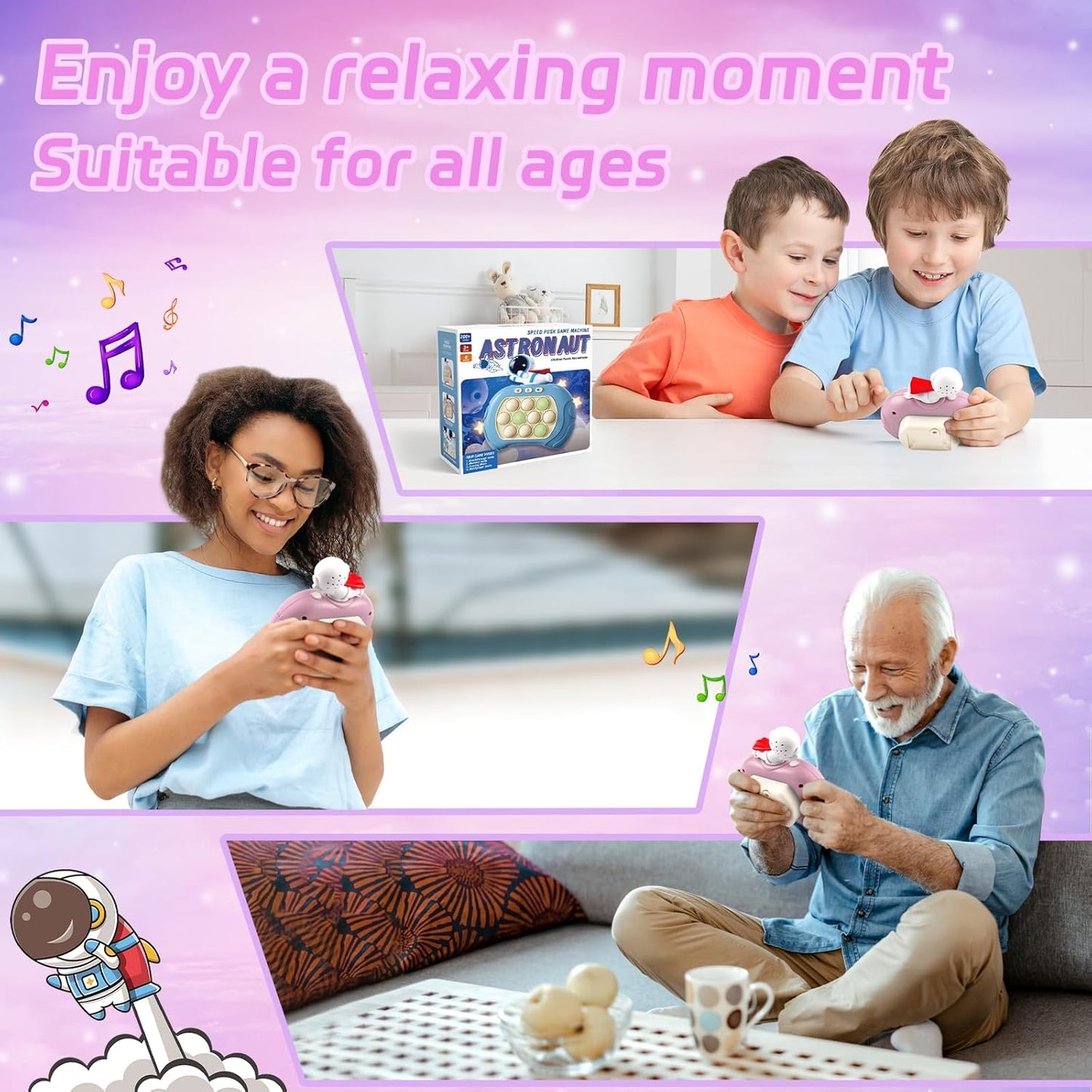 Fidget Toys Light Up Game, Handheld Games for Kids, Quick Push Bubbles Game Console, Autism Sensory Toys Birthday Gifts for Old Boys Girls Kids Teens