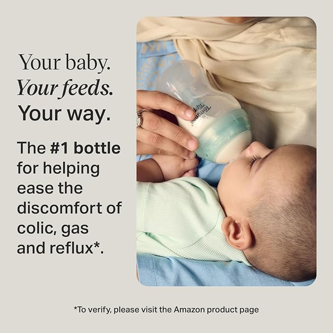 Tommee Tippee Advanced Anti-Colic 5 oz BPA Free Baby Bottles, Newborn 0+ Months, Slow Flow Breast-Like Nipple, Unique Design Keeps Air Away from Milk and Baby, Clear, Pack of 2