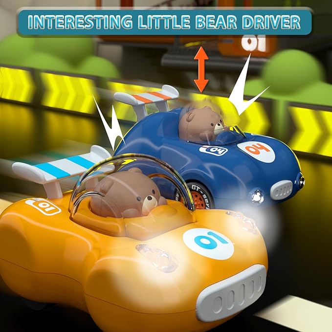 1-3 Years Old Friction Power Car Toys, Push and Go Pull Back Trucks Suitable for Toddlers 1 2 3 Year Old Kids Toys for Boys and Girls Birthday Party (Blue)