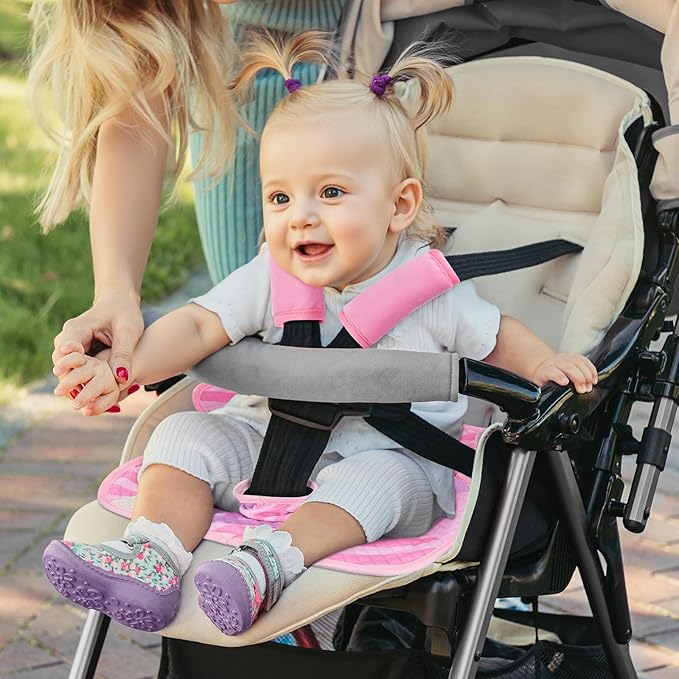 COOLBEBE Piddle Pads Car Seat Protector for Potty Training, 2 Pack Dry Waterproof Car Seat Liner Toilet Training & Strap Covers for Baby Infant, Baby Car Seat Pad Cover for Strollers, Carseat (Pink)