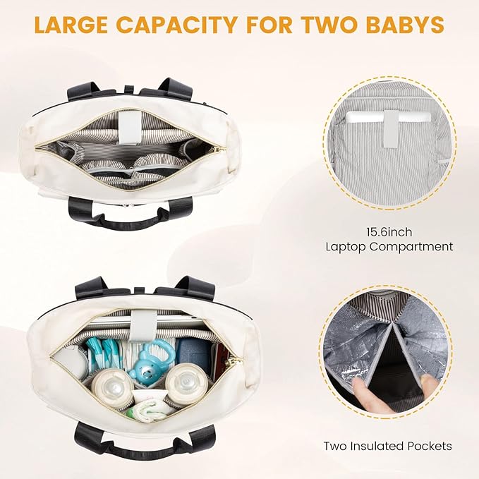 LOVEVOOK Diaper Bag Backpack with Insulated Pockets, Changing Pad, Pacifier Case - Anti-Theft Travel Bag for Women