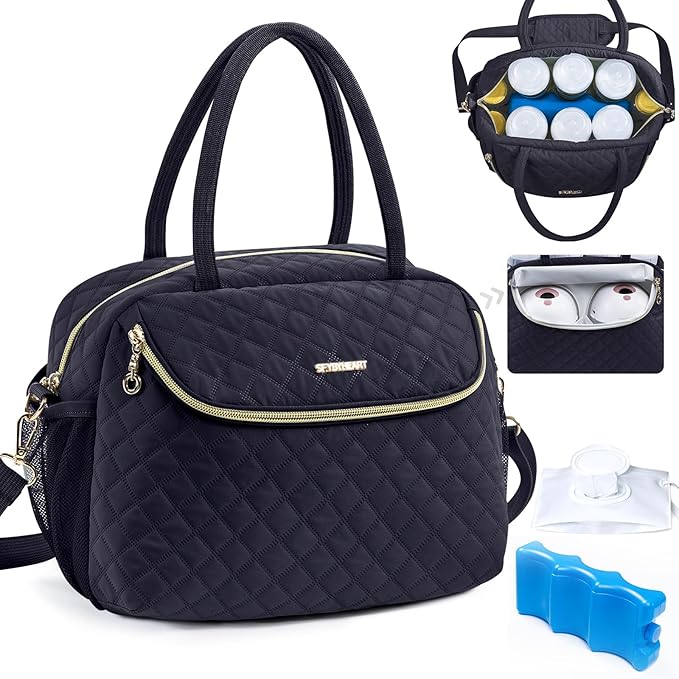 Breastmilk Cooler Travel Bag with 2pcs Wipes Dispensers and Ice Pack -Baby Bottle Cooler Bag for 6 Baby Bottles Up to 9 Ounce - Breast Pump Bag, Breastmilk Storage Bag, Bottle bag for Daycare