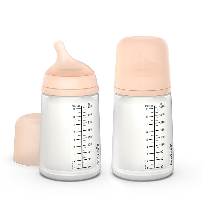Suavinex Zero Zero Anti Colic Baby Bottle, No 1 Spanish Baby Bottle Brand, Minimizes Bottle Rejection & Nipple Confusion, Perfect for Breastfeeding Babies, 2 PK 9 oz, Fair Tone, Medium Flow