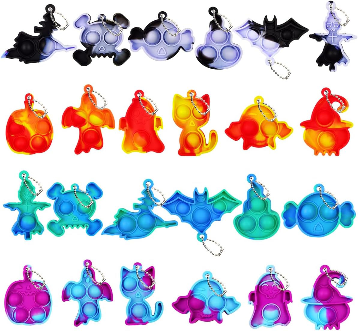 24 Pack Colorful Halloween Mini Fidget Pop Toys Sensory Toys for Kids Boys Girls Halloween Party Favors Halloween Treat Bags Gifts