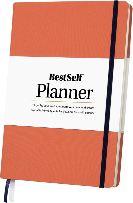 BestSelf Daily Planer - 6-Month Undated Planner Notebook for Organization and Planning; Ideal Planner for Students, Schools, Colleges, and Working Professionals (Coral)