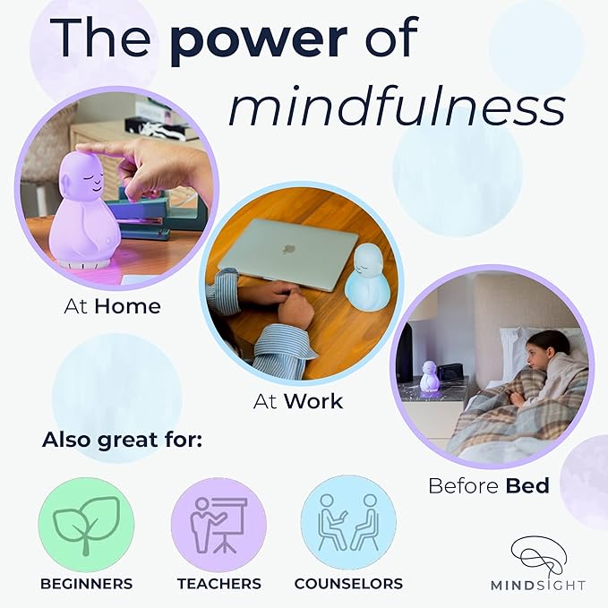 Mindsight 'Breathing Buddha' Guided Visual Meditation Tool for Mindfulness | Slow Your Breathing & Calm Your Mind for Stress & Anxiety Relief | Perfect for Adults & Kids | Relaxing Self Care Gift