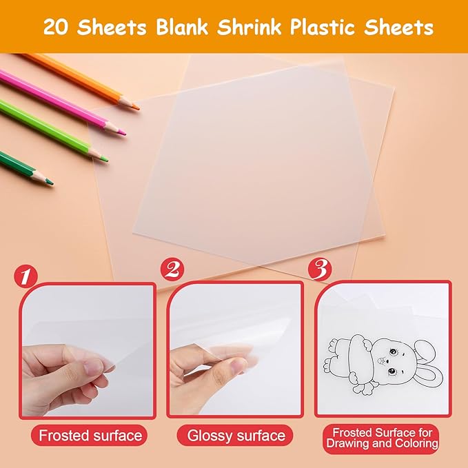 Csyidio 251 PCS Shrink Dink Keychain Kit Includes 20 Sheets Shrink Plastic Sheets, Hole Punch, Tassels, Lobster Clasps, Keychain Clip, Jump Rings, Key Ring, Great for DIY Mother's Day Crafts